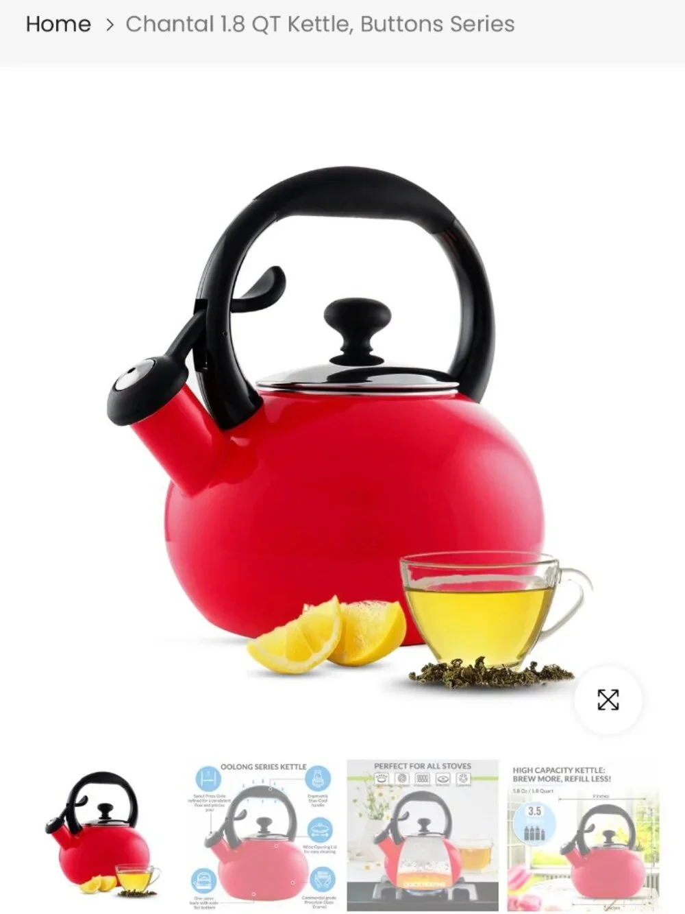 Chantal 1.8 Qt Buttons Series Tea Kettle